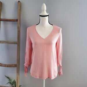 H&M L.O.G.G. Red & White Lightweight Striped Pullover Hi-Low Top Size 0